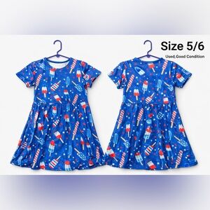Girls Patriotic Popsicle Dress | Red White Blue | Size 5/6
